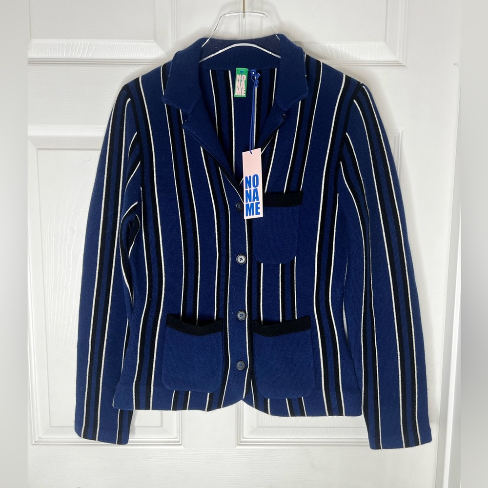 NWT No Name Marcella Striped Wool Cashmere Blend Blazer Sz S
